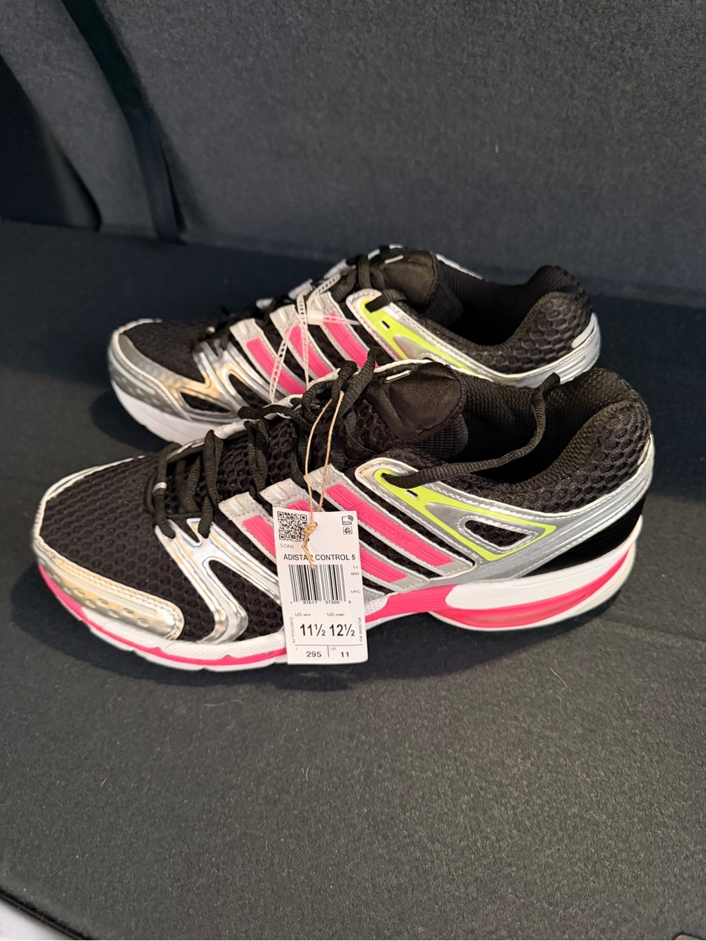 Adistar Control 5adidas Black Pink and Neon Yellow Men’s  Athletic Running Shoes